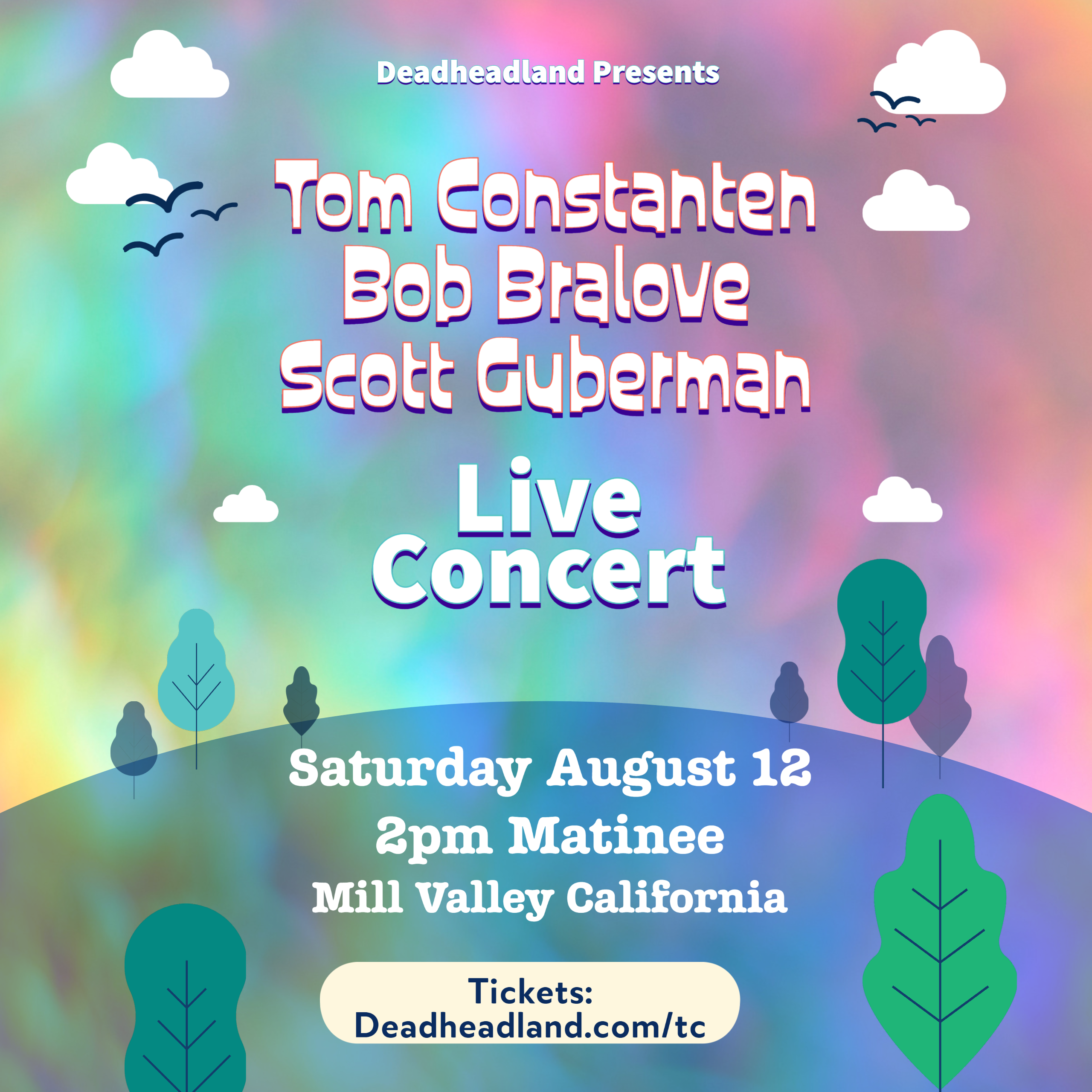 Tom Constanten, Bob Bralove, Scott Guberman – Live Concert – Mill Valley –  Saturday August 12, 2023 – The Deadheadland Shop